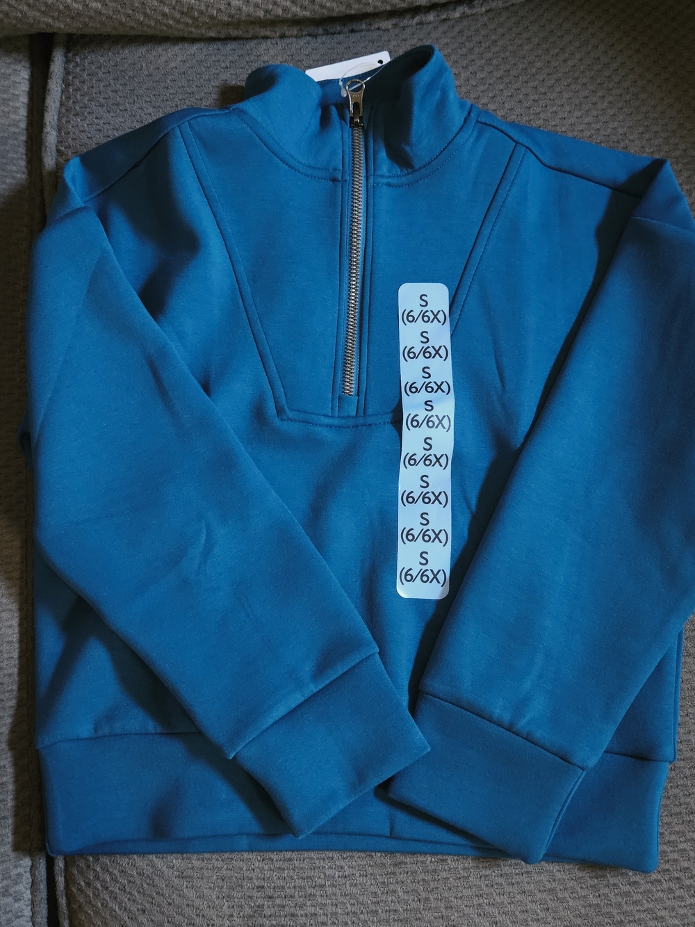 Kids Sandwash Teal Quarter-Zip Pullover Sweater